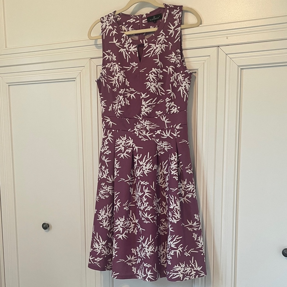 Elegant Purple and White Floral Dress